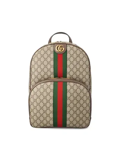 Gucci Logo Plaque Monogrammed Backpack In Multi