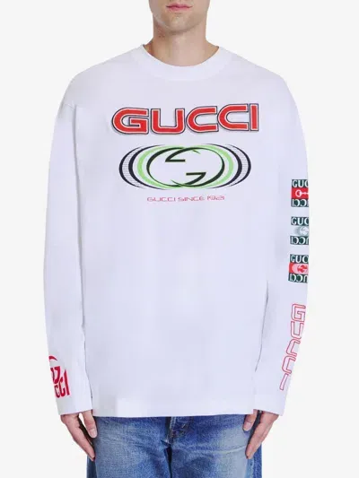 Gucci Long Sleeve Cotton T-shirt In White