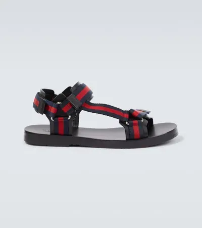 Gucci Melech Leather-lined Canvas Sandals In Multicoloured