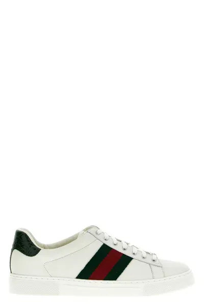 Gucci Ace Leather Low-top Sneakers In White