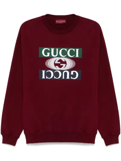 Gucci Printed Cotton Sweatshirt In Red