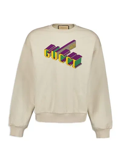 Gucci Light Cotton Crewneck Sweatshirt In Ice