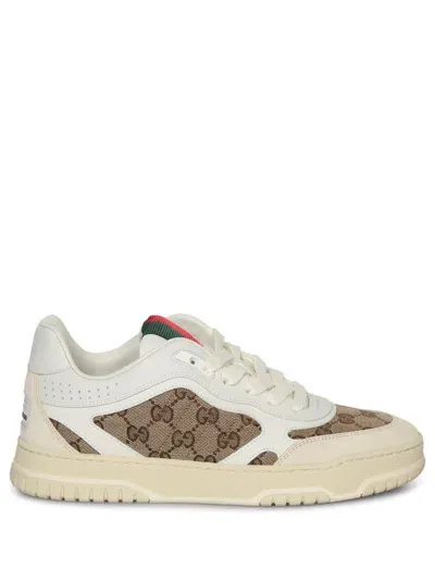 Gucci Re-web Leather Sneakers In White