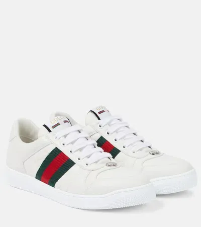 Gucci Screener Leather Sneakers In White