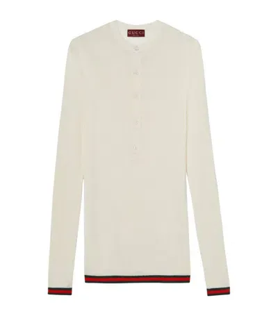 Gucci Silk Ribbed Sweater In White