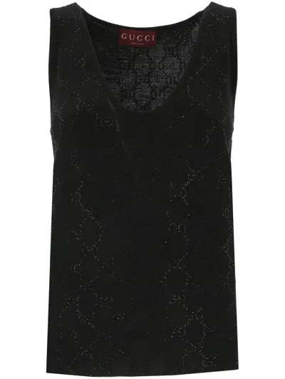 Gucci Gg Embroidered Tank Top In Black