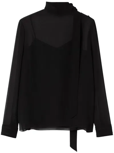 Gucci Top Light Silk Clothing In Black