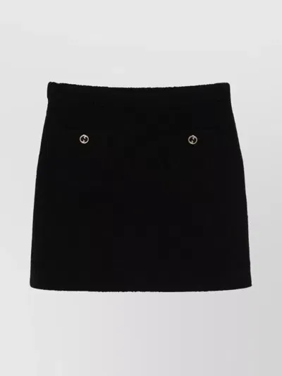 Gucci Elegant Black Bouclé Mini Skirt With Elasticated Waistband