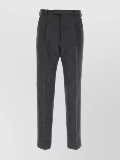 Gucci Wool Blend Pleated Trousers In Gray