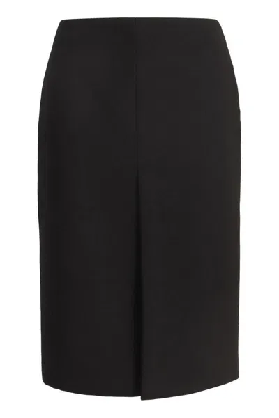 Gucci Wool Crepe Skirt In Black