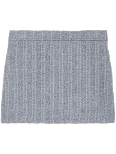 Gucci Wool Tweed Skirt In Clear Blue