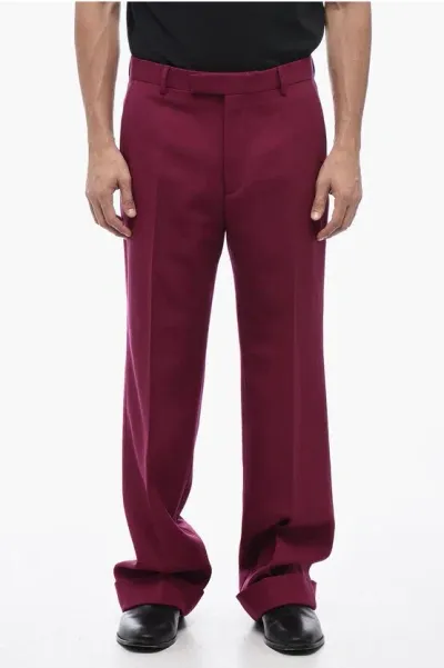 Gucci Wool Wide-leg Pants With Cuffs In Red