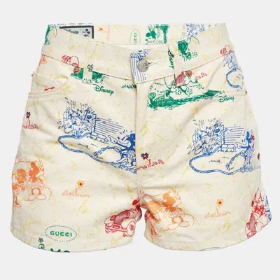 Pre-owned Gucci X Disney White Mickey Print Denim Shorts S