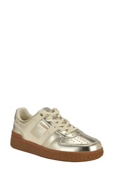 Guess Women's Inart Low Profile Sporty Gum Bottom Lace Up Sneakers In Gold