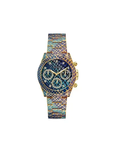 Guess Usa Python-print Dial 38mm In Blue