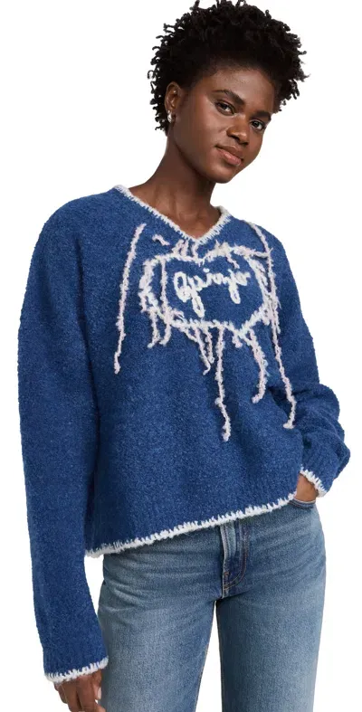 Guizio Heart Sweater Sapphire/ballet/ivory