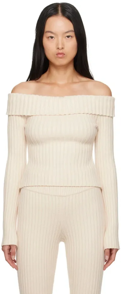 Guizio Off-white Thalia Off Shoulder Sweater In Ivory