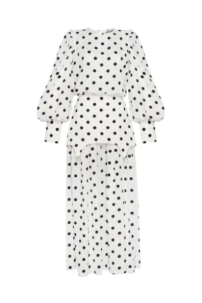 Guranda Polka Dot Dress Maxi In White