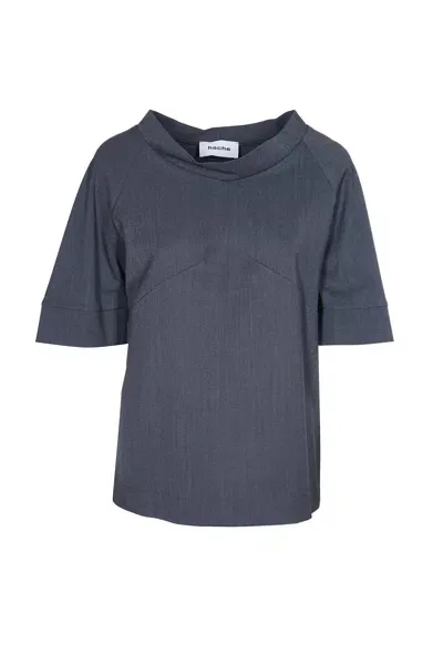 Hache Boat Neck Shirt In Blue