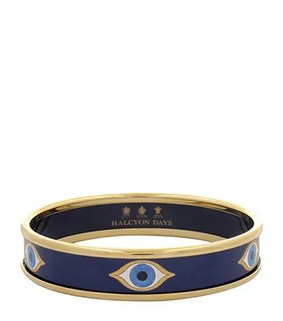 Halcyon Days Gold-plated Evil Eye Bangle In Black