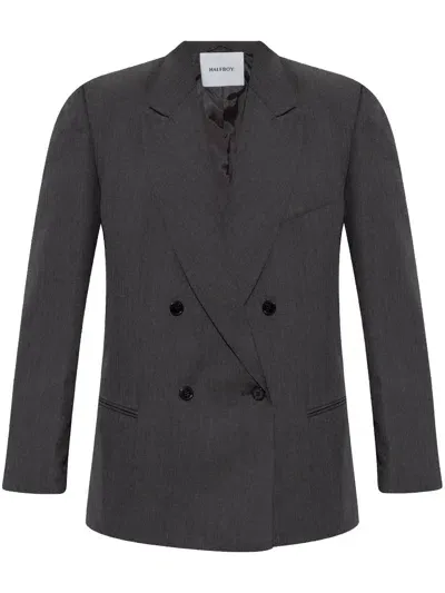 Halfboy Virgin-wool Double-breasted Blazer In Grey