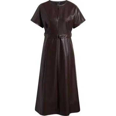 Halogenr Halogen(r) Faux Leather Midi Dress In Coffee Beige