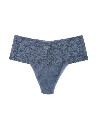 Hanky Panky Plus Size Retro Lace Thong In Blue