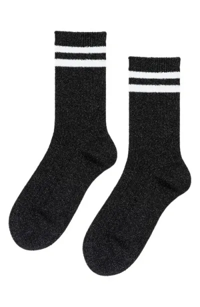 Hansel From Basel Physical Spark Metallic Crew Socks In Black