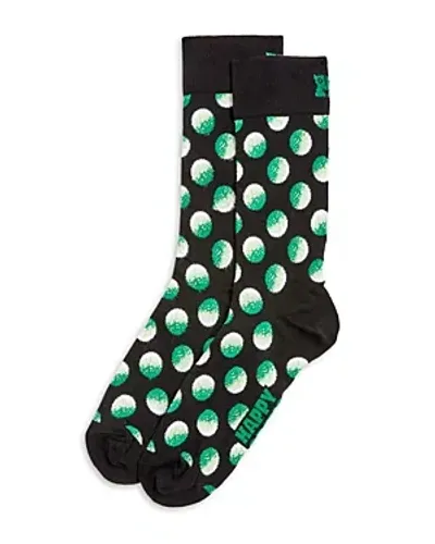 Happy Socks Big Dot Crew Socks In Black