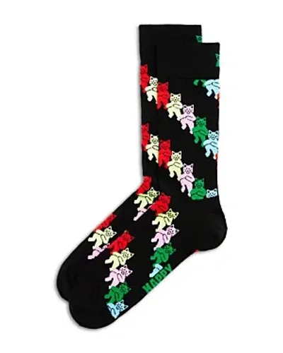 Happy Socks Dancing Cats Crew Socks In Black