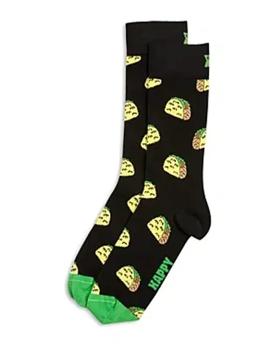 Happy Socks Taco To Go Crew Socks In Black