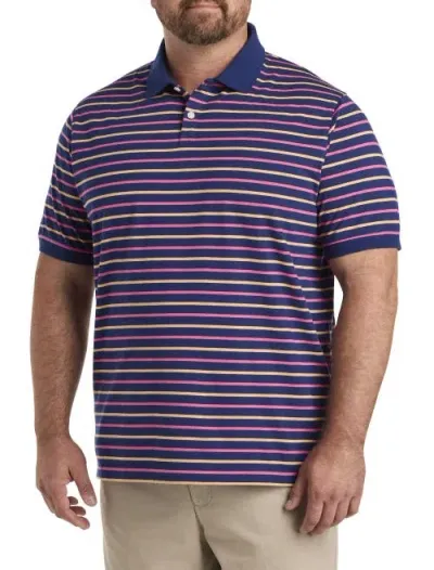 Harbor Bay Multi-striped Polo Shirt In Navy Pink Orange