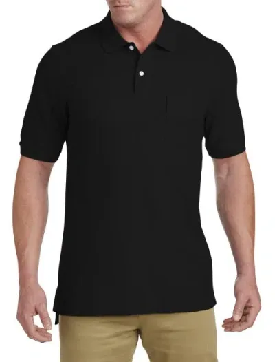 Harbor Bay By Dxl Pocket Piqué Polo Shirt In Black