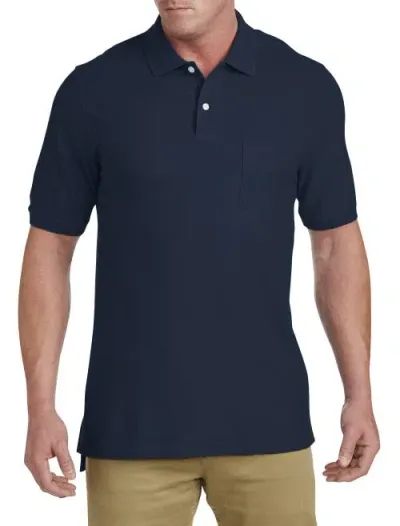 Harbor Bay By Dxl Pocket Piqué Polo Shirt In Navy