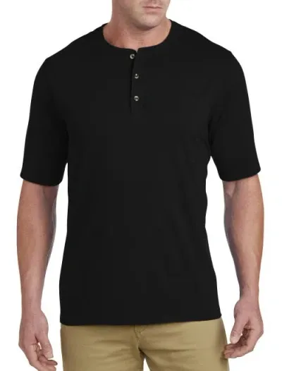 Harbor Bay Wicking Jersey Henley Shirt In Black