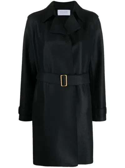 Harris Wharf London Buckle-belt Virgin-wool Trench Coat In Black