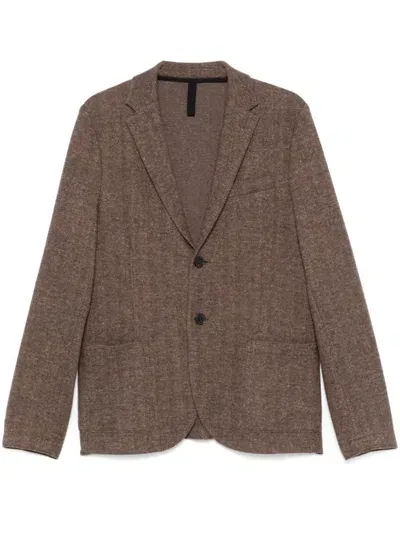 Harris Wharf London Herringbone-pattern Blazer In Brown