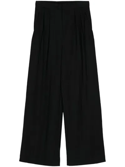 Harris Wharf London Pleat-detail Wide-leg Trousers In Black