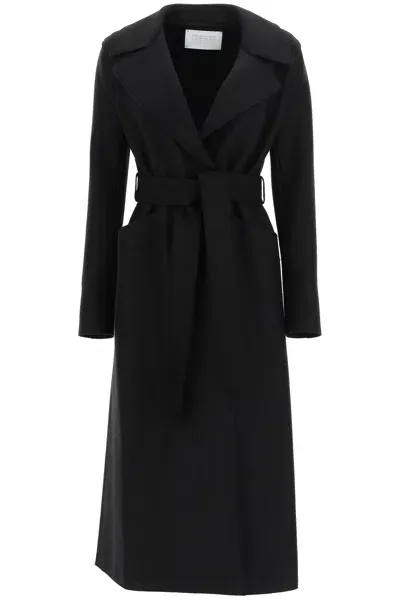 Harris Wharf London Long Coat In Pressed Wool In Black