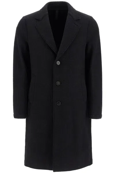 Harris Wharf London Single Breasted Wool Coat In Boiled In Black