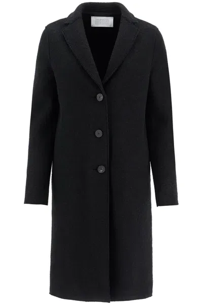 Harris Wharf London Single Breasted Wool Coat In Boiled In Black