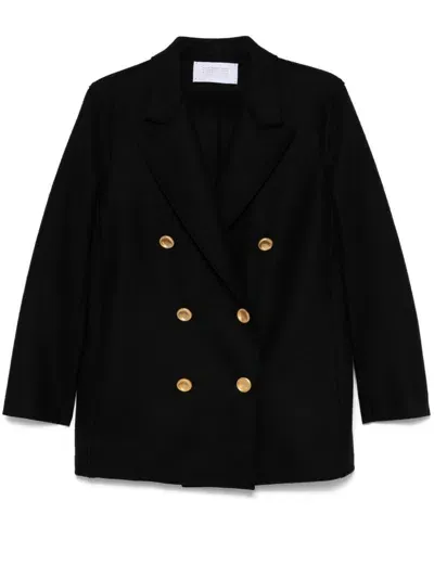 Harris Wharf London Wool Peacoat In Black