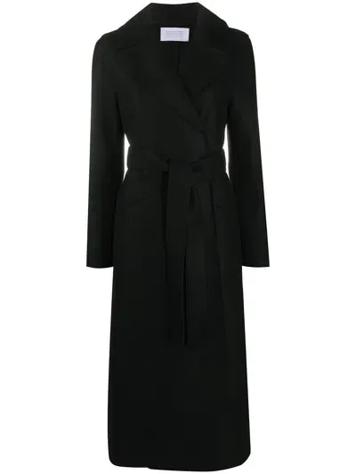 Harris Wharf London Wrap-around Virgin Wool Coat In Black