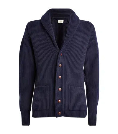 Harrods Cashmere Shawl-collar Cardigan In Navy