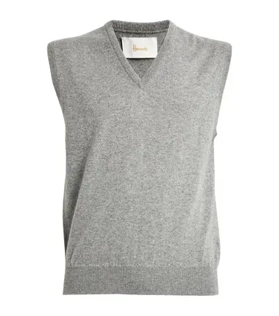 Harrods Cashmere V-neck Sweater Vest In Green