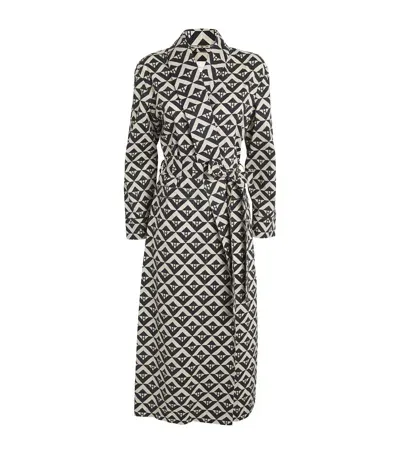 Harrods Cotton Geometric Print Robe In Black