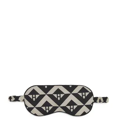 Harrods Cotton Geometric Sleep Mask In Black