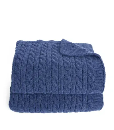 Harrods Of London Wool Roanne Throw In Blue