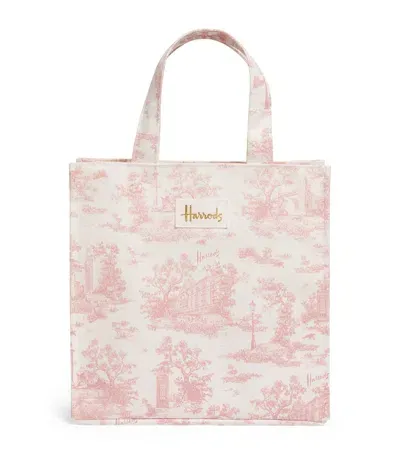 Harrods Small Toile Shopper Bag In Pink