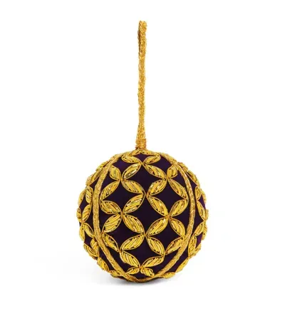 Harrods Velvet Embellished Bauble In Yellow